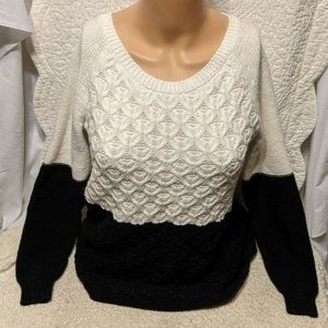 MAISON JULES Womens Knit Sweater Black & White Size Small S Pullover